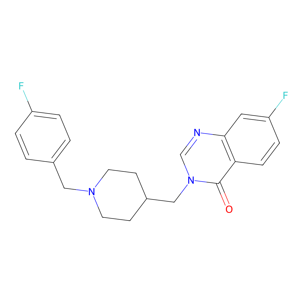 7-Fluoro-3-({1-[(4-fluorophenyl)methyl]piperidin-4-yl}methyl)-3,4-dihydroquinazolin-4-one molecular structure, CAS 2415633-46-2
