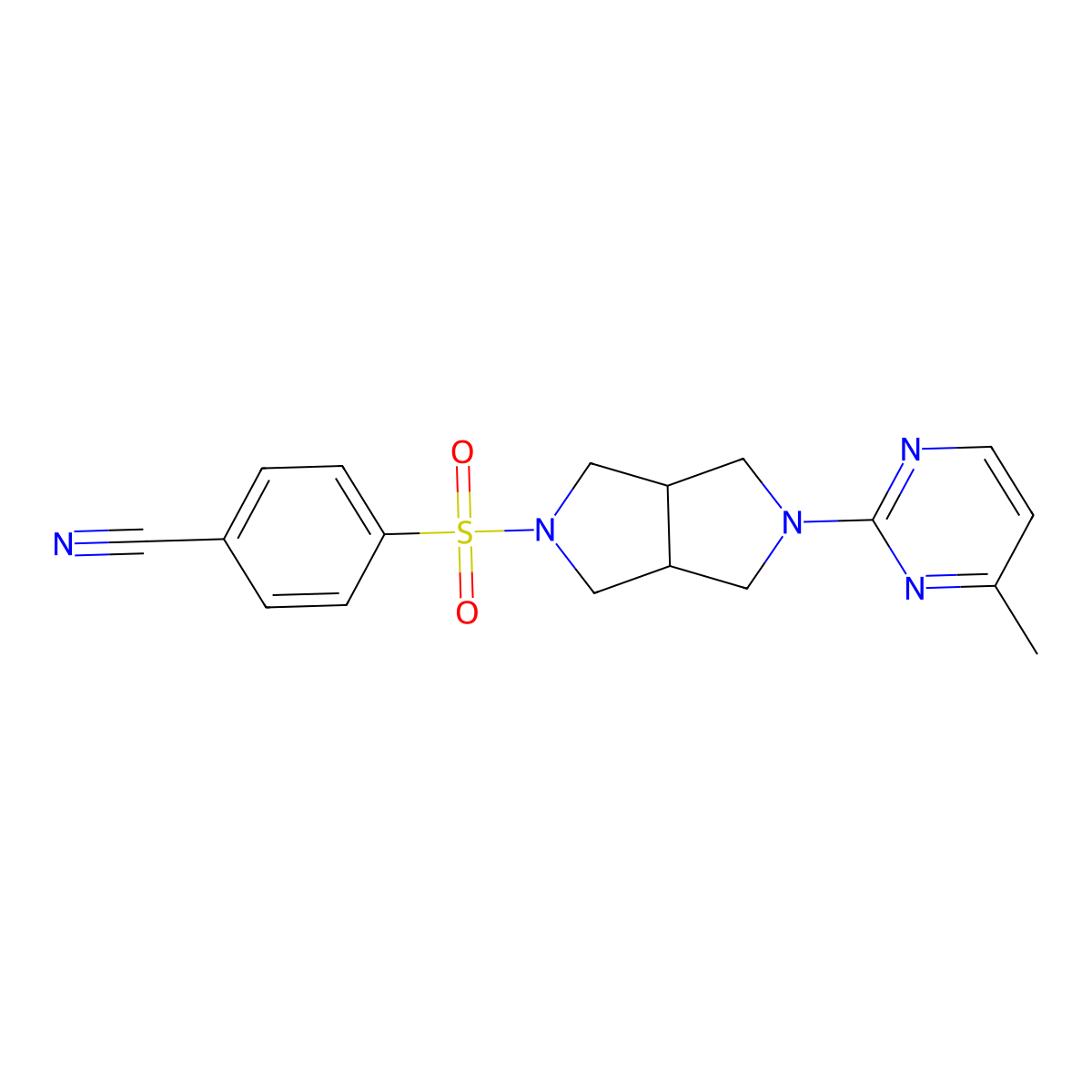 4-{[5-(4-Methylpyrimidin-2-yl)-octahydropyrrolo[3,4-c]pyrrol-2-yl]sulfonyl}benzonitrile molecular structure, CAS 2415633-47-3