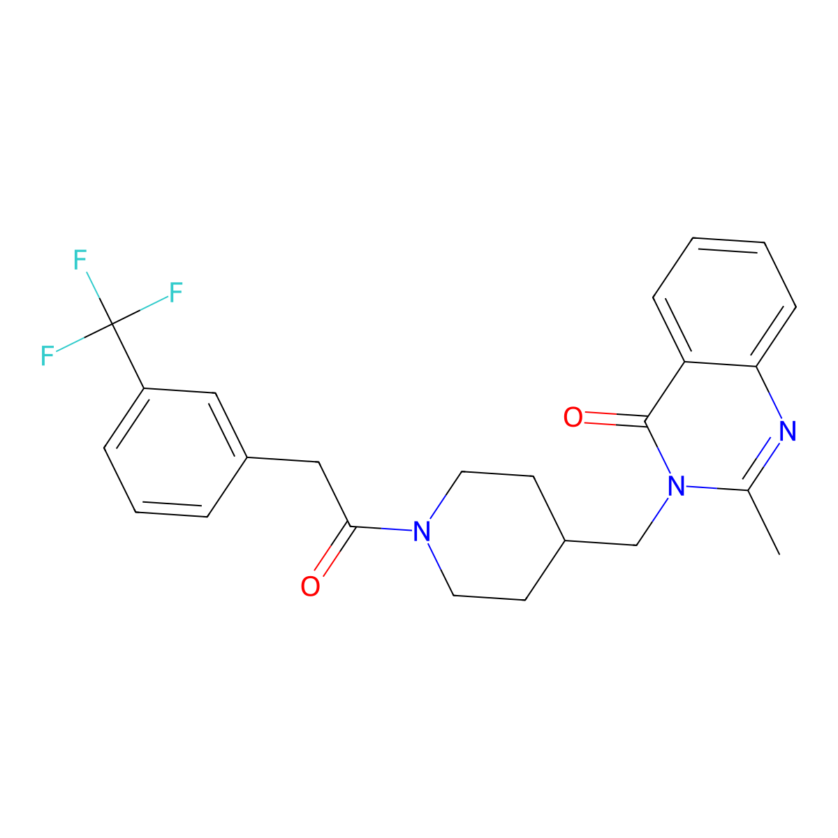 2-Methyl-3-[(1-{2-[3-(trifluoromethyl)phenyl]acetyl}piperidin-4-yl)methyl]-3,4-dihydroquinazolin-4-one molecular structure, CAS 2415633-50-8