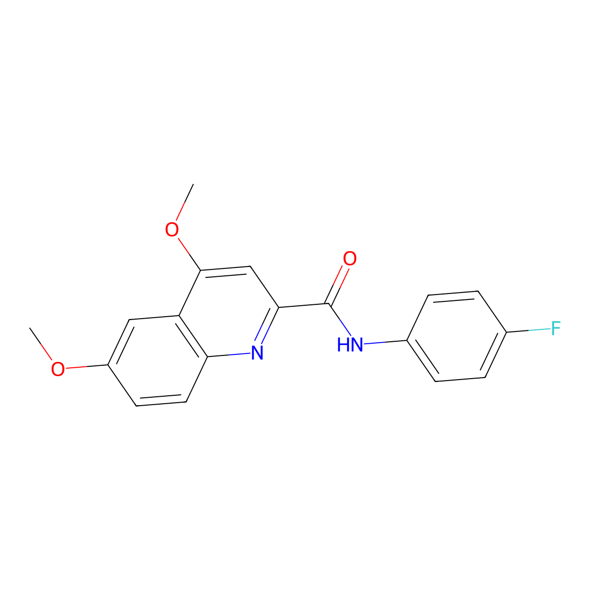 N-(4-fluorophenyl)-4,6-dimethoxyquinoline-2-carboxamide molecular structure, CAS 2415633-56-4