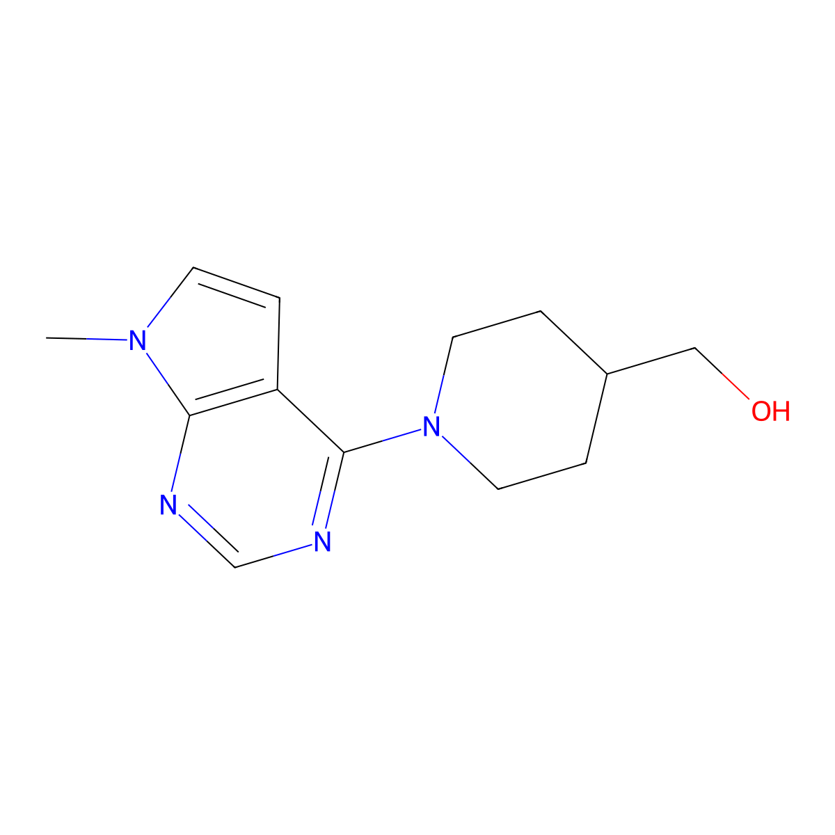 (1-{7-methyl-7H-pyrrolo[2,3-d]pyrimidin-4-yl}piperidin-4-yl)methanol molecular structure, CAS 2415633-57-5