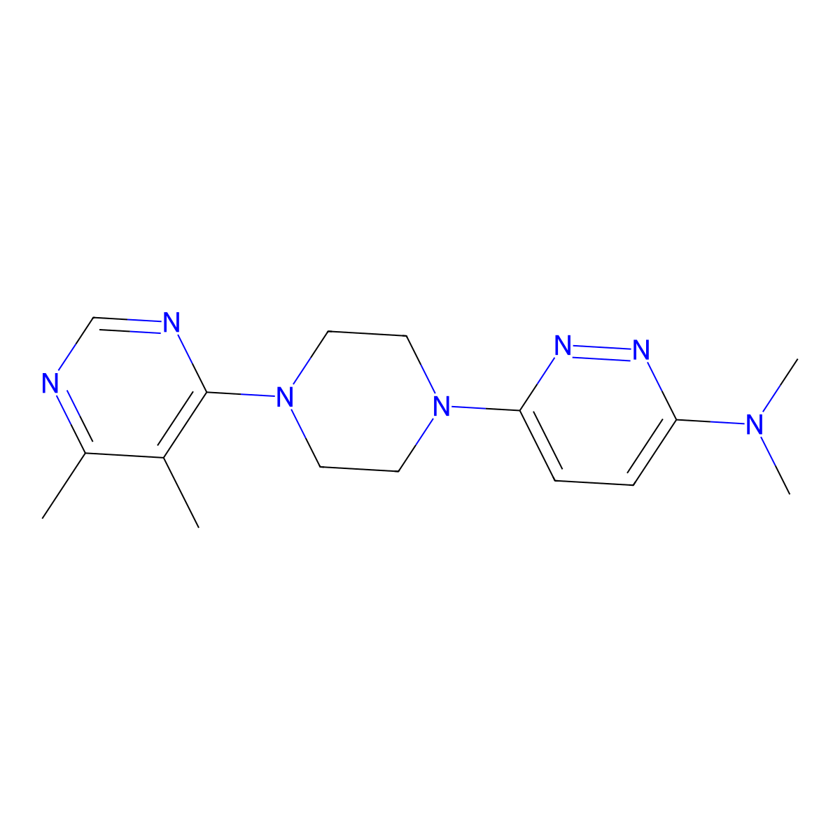 6-[4-(5,6-dimethylpyrimidin-4-yl)piperazin-1-yl]-N,N-dimethylpyridazin-3-amine molecular structure, CAS 2415633-65-5