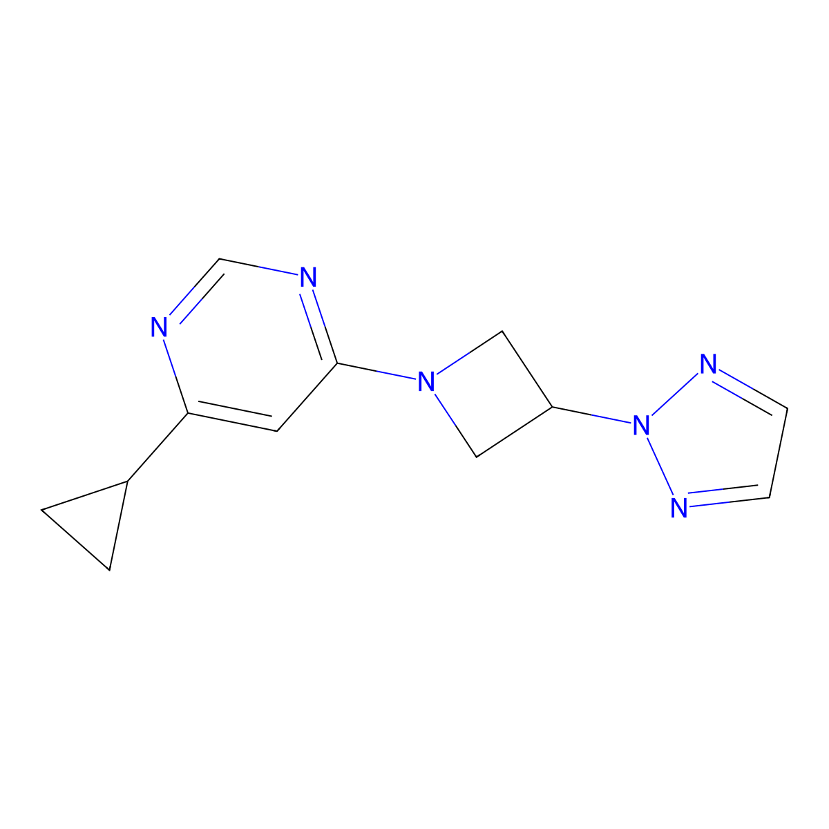 4-cyclopropyl-6-[3-(2H-1,2,3-triazol-2-yl)azetidin-1-yl]pyrimidine molecular structure, CAS 2415633-66-6
