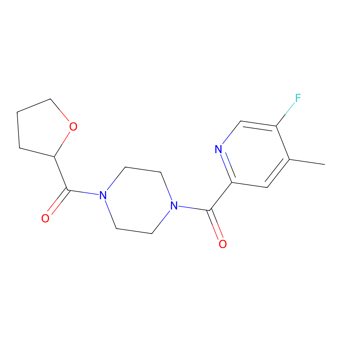 1-(5-Fluoro-4-methylpyridine-2-carbonyl)-4-(oxolane-2-carbonyl)piperazine molecular structure, CAS 2415633-67-7