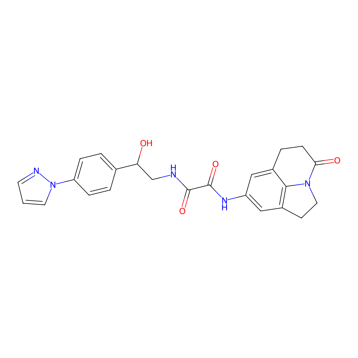 N'-{2-hydroxy-2-[4-(1H-pyrazol-1-yl)phenyl]ethyl}-N-{11-oxo-1-azatricyclo[6.3.1.0^{4,12}]dodeca-4,6,8(12)-trien-6-yl}ethanediamide molecular structure, CAS 2415633-74-6