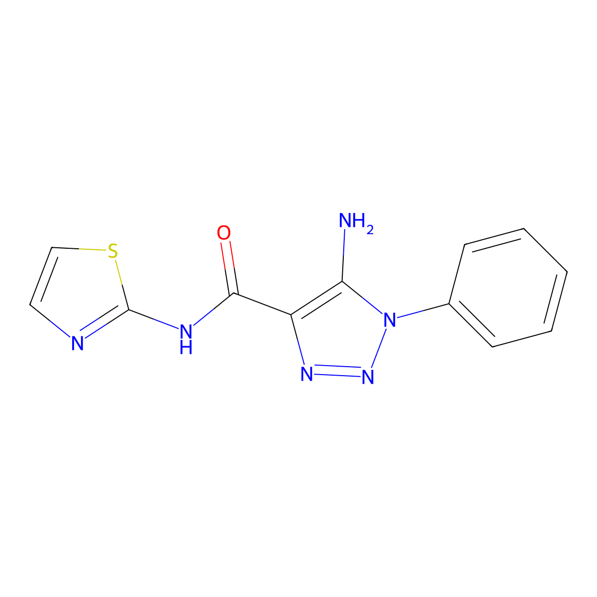 5-amino-1-phenyl-N-(1,3-thiazol-2-yl)-1H-1,2,3-triazole-4-carboxamide molecular structure, CAS 2415633-80-4
