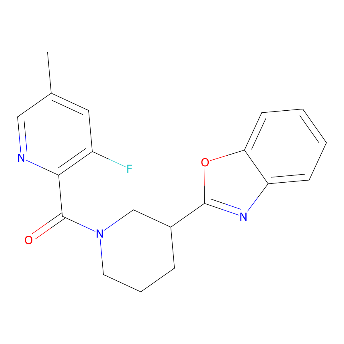 2-[1-(3-Fluoro-5-methylpyridine-2-carbonyl)piperidin-3-yl]-1,3-benzoxazole molecular structure, CAS 2415633-81-5