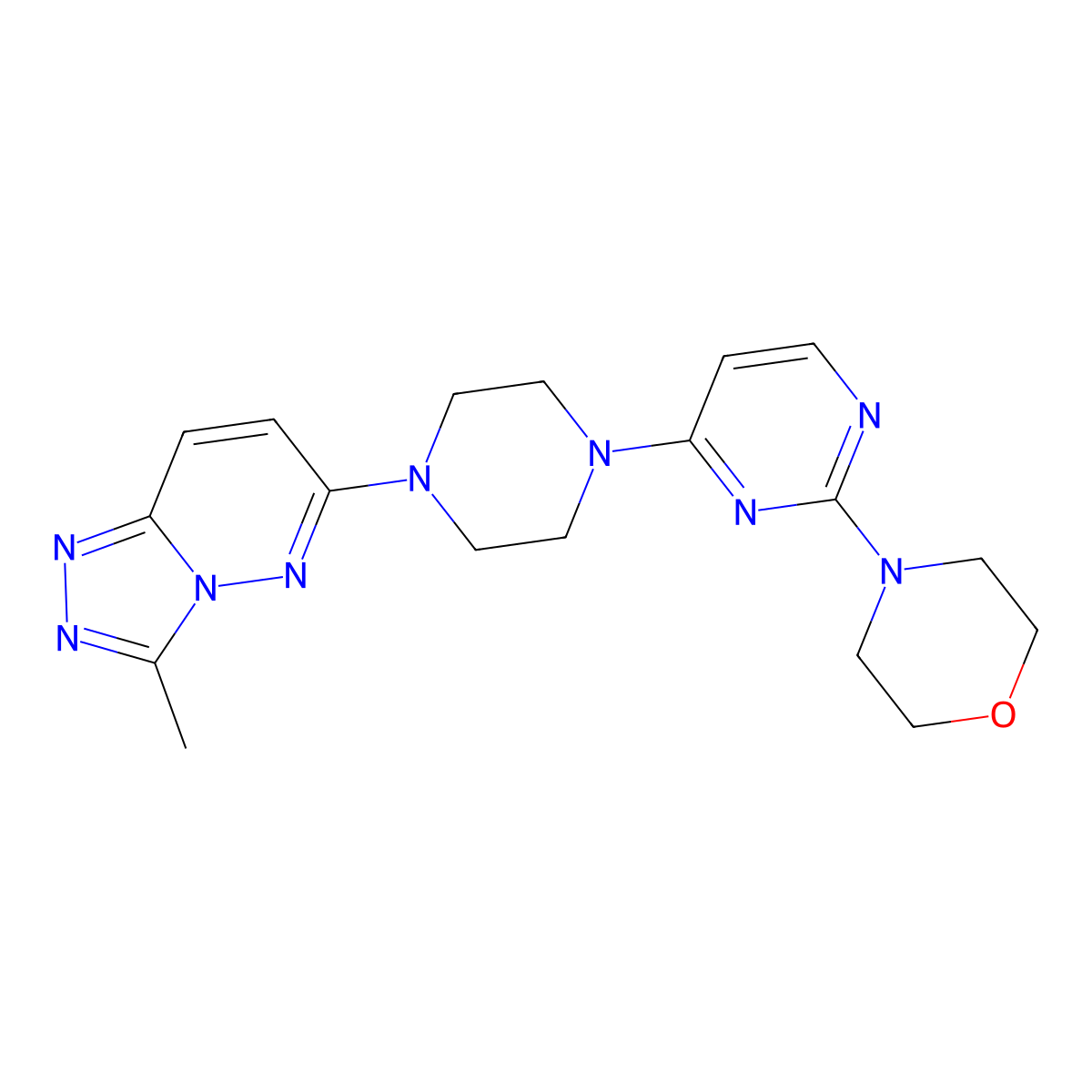 4-[4-(4-{3-Methyl-[1,2,4]triazolo[4,3-b]pyridazin-6-yl}piperazin-1-yl)pyrimidin-2-yl]morpholine molecular structure, CAS 2415633-82-6