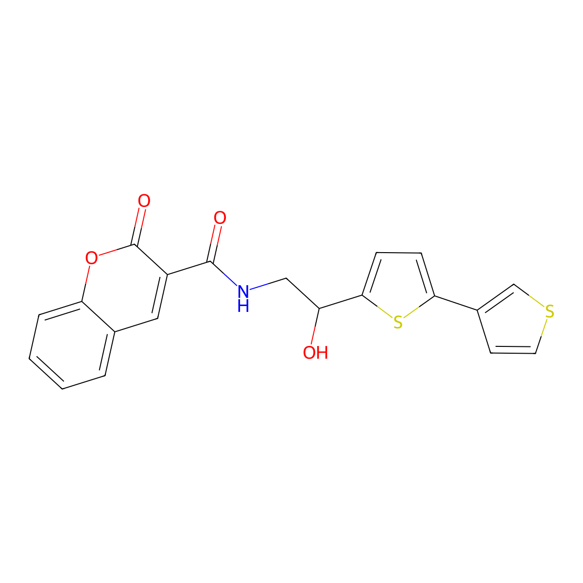 N-(2-{[2,3'-bithiophene]-5-yl}-2-hydroxyethyl)-2-oxo-2H-chromene-3-carboxamide molecular structure, CAS 2415633-84-8
