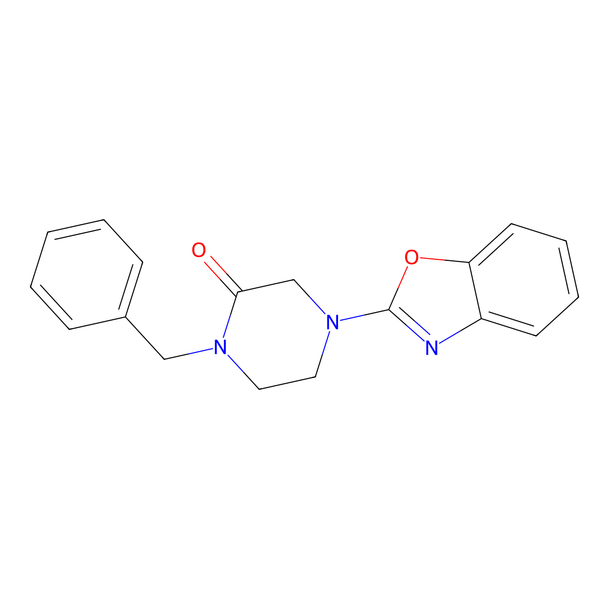 4-(1,3-Benzoxazol-2-yl)-1-benzylpiperazin-2-one molecular structure, CAS 2415633-85-9
