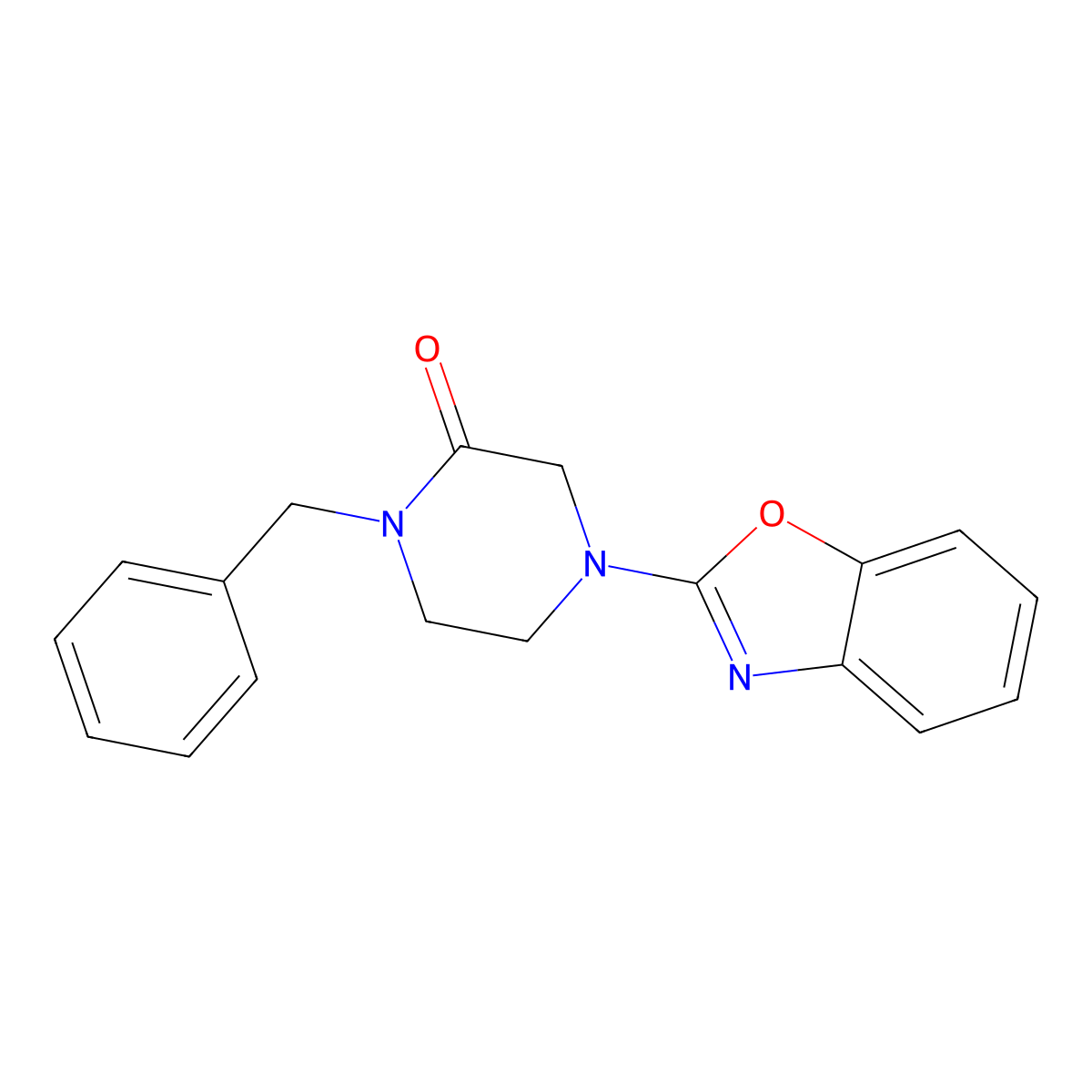 4-(1,3-Benzoxazol-2-yl)-1-benzylpiperazin-2-one molecular structure, CAS 2415633-85-9