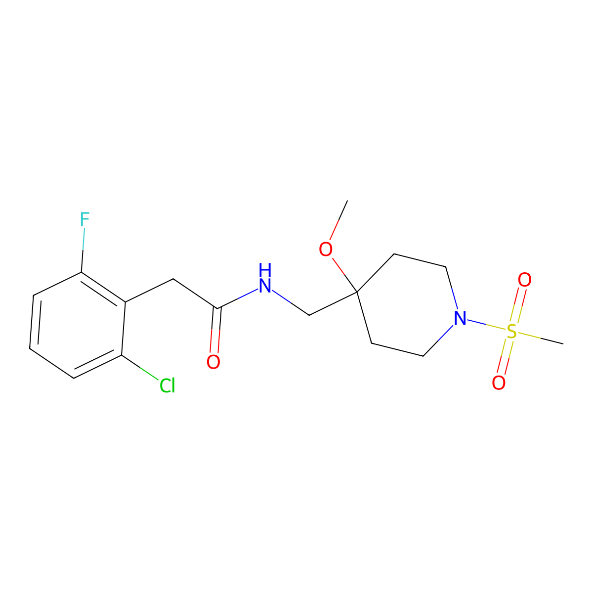 2-(2-chloro-6-fluorophenyl)-N-[(1-methanesulfonyl-4-methoxypiperidin-4-yl)methyl]acetamide molecular structure, CAS 2415633-91-7