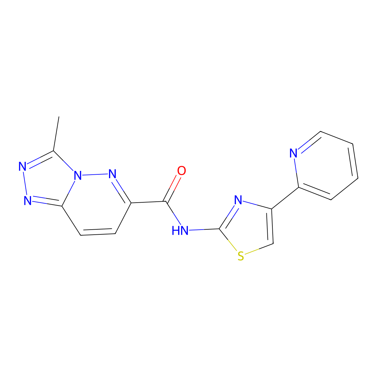 3-methyl-N-[4-(pyridin-2-yl)-1,3-thiazol-2-yl]-[1,2,4]triazolo[4,3-b]pyridazine-6-carboxamide molecular structure, CAS 2415633-92-8