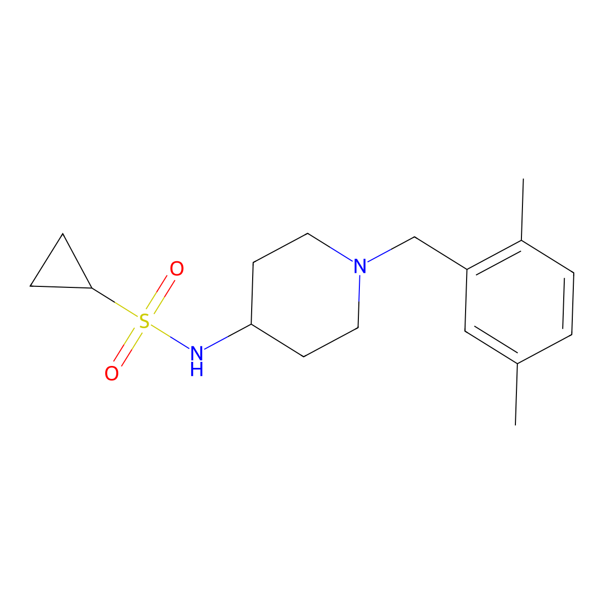 N-{1-[(2,5-dimethylphenyl)methyl]piperidin-4-yl}cyclopropanesulfonamide molecular structure, CAS 2415633-93-9