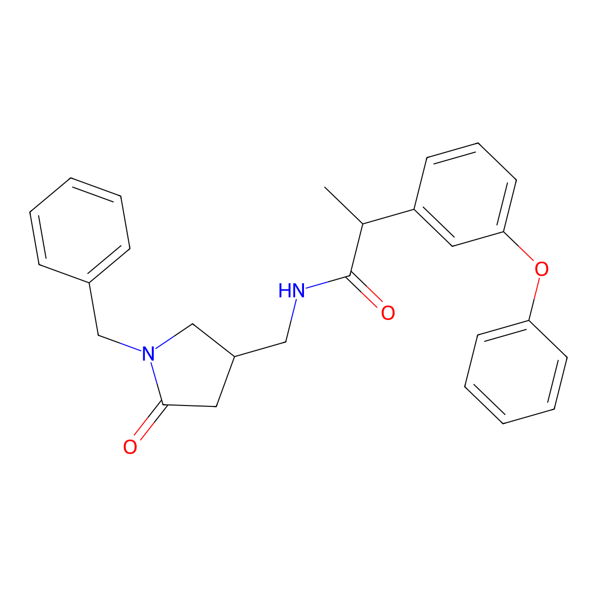 N-[(1-benzyl-5-oxopyrrolidin-3-yl)methyl]-2-(3-phenoxyphenyl)propanamide molecular structure, CAS 2415633-97-3