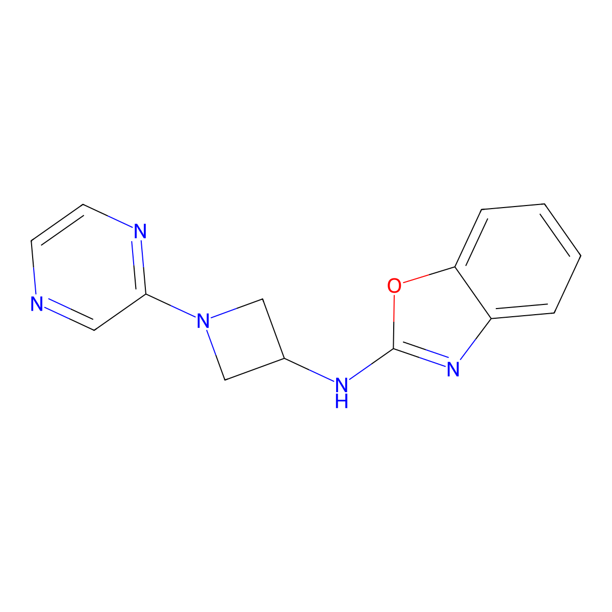 N-[1-(pyrazin-2-yl)azetidin-3-yl]-1,3-benzoxazol-2-amine molecular structure, CAS 2415633-98-4