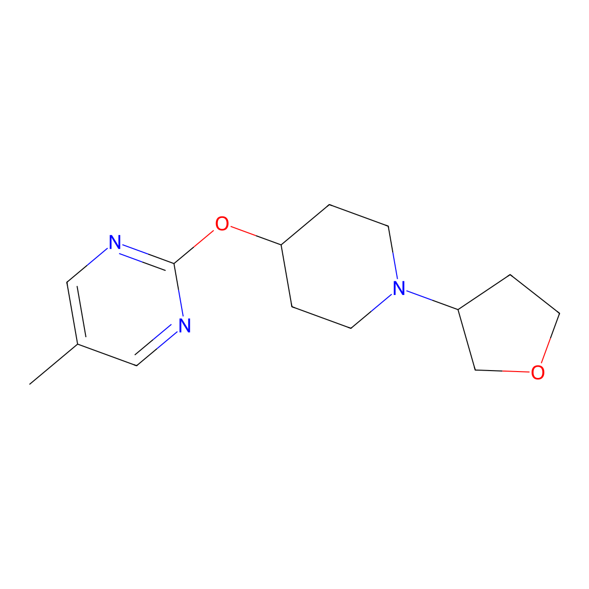 5-Methyl-2-{[1-(oxolan-3-yl)piperidin-4-yl]oxy}pyrimidine molecular structure, CAS 2415633-99-5