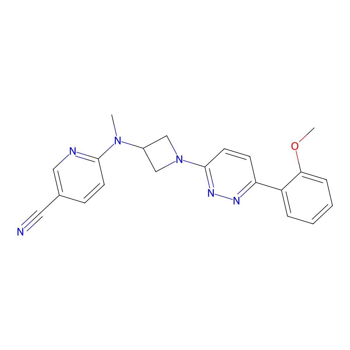 6-({1-[6-(2-Methoxyphenyl)pyridazin-3-yl]azetidin-3-yl}(methyl)amino)pyridine-3-carbonitrile molecular structure, CAS 2415634-01-2