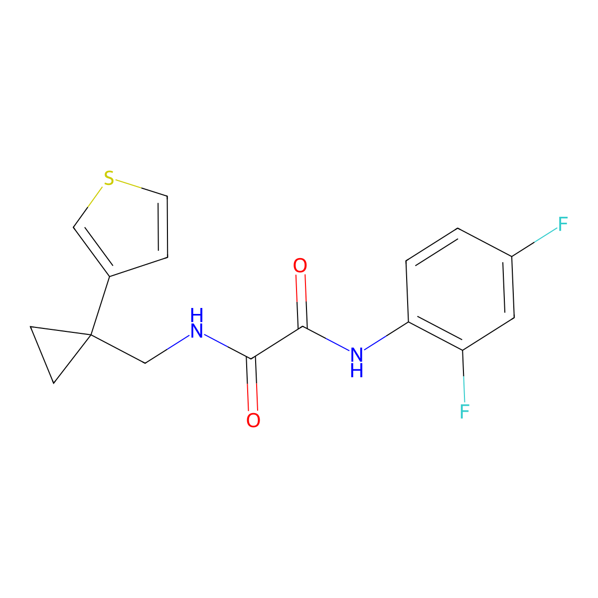 N'-(2,4-difluorophenyl)-N-{[1-(thiophen-3-yl)cyclopropyl]methyl}ethanediamide molecular structure, CAS 2415634-02-3