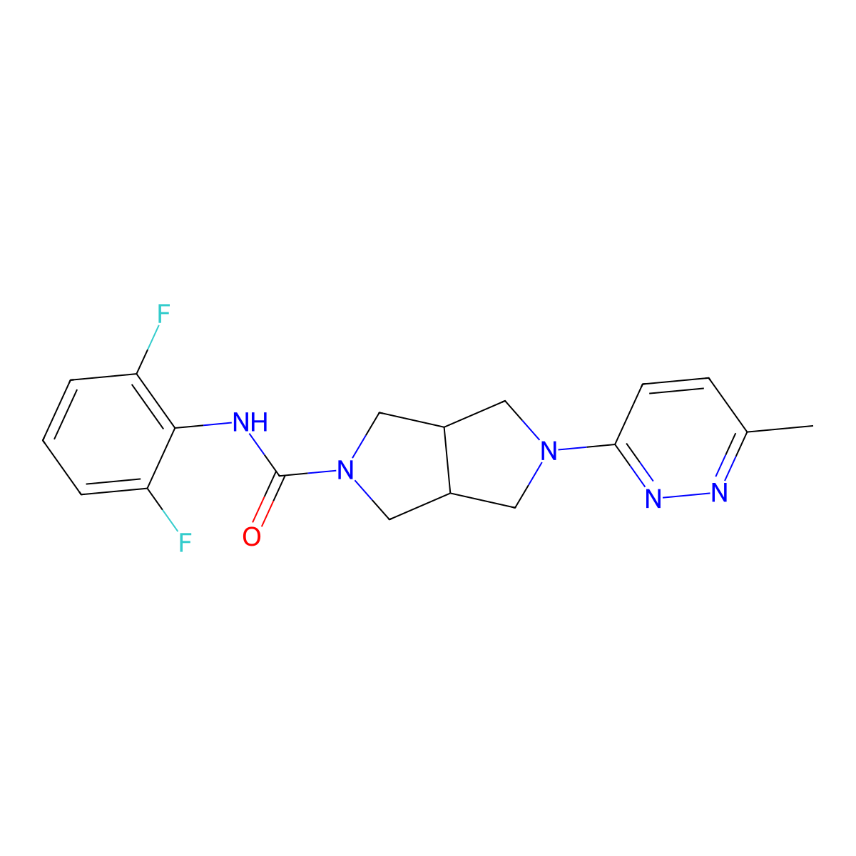 N-(2,6-difluorophenyl)-5-(6-methylpyridazin-3-yl)-octahydropyrrolo[3,4-c]pyrrole-2-carboxamide molecular structure, CAS 2415634-05-6