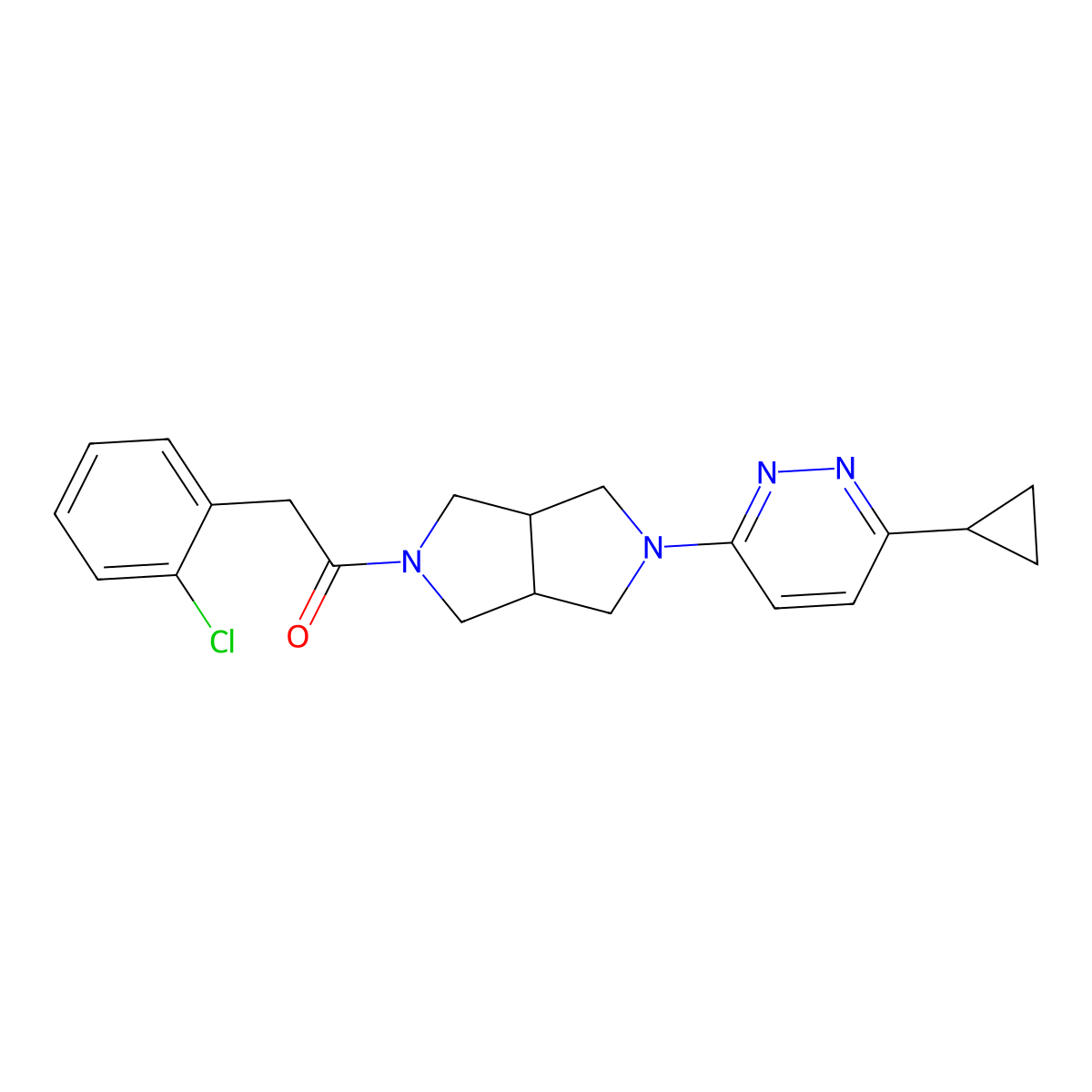 2-(2-Chlorophenyl)-1-[5-(6-cyclopropylpyridazin-3-yl)-octahydropyrrolo[3,4-c]pyrrol-2-yl]ethan-1-one molecular structure, CAS 2415634-06-7