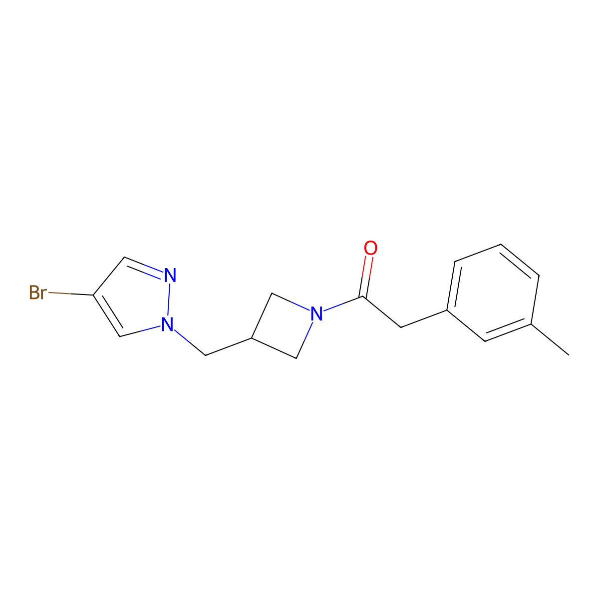 1-{3-[(4-bromo-1H-pyrazol-1-yl)methyl]azetidin-1-yl}-2-(3-methylphenyl)ethan-1-one molecular structure, CAS 2415634-13-6
