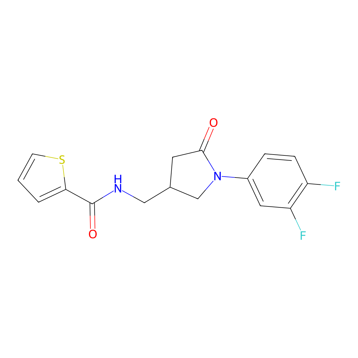N-{[1-(3,4-difluorophenyl)-5-oxopyrrolidin-3-yl]methyl}thiophene-2-carboxamide molecular structure, CAS 2415634-20-5