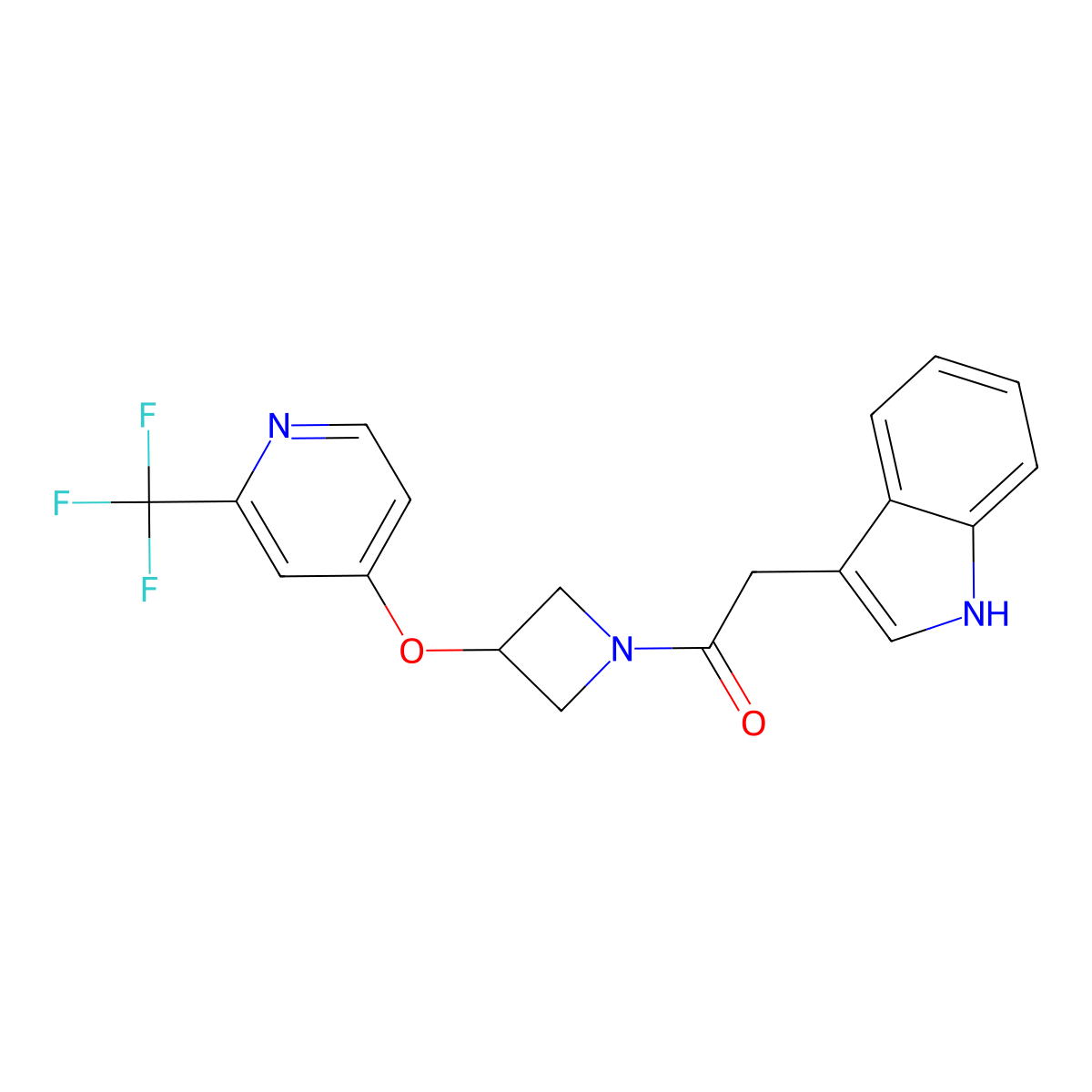 2-(1H-indol-3-yl)-1-(3-{[2-(trifluoromethyl)pyridin-4-yl]oxy}azetidin-1-yl)ethan-1-one molecular structure, CAS 2415634-23-8