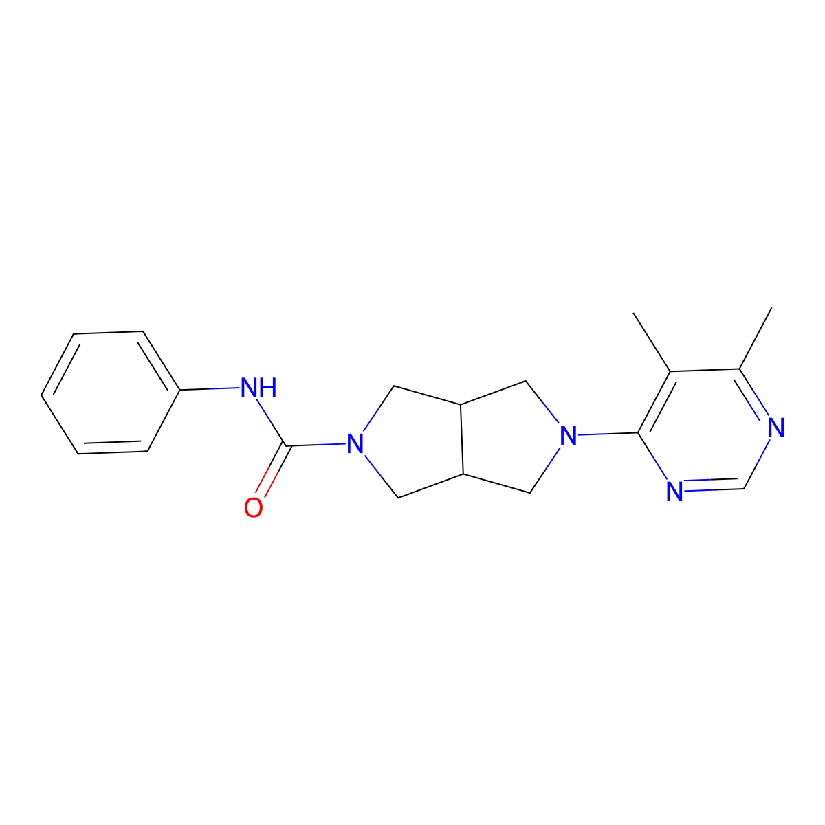 5-(5,6-dimethylpyrimidin-4-yl)-N-phenyl-octahydropyrrolo[3,4-c]pyrrole-2-carboxamide molecular structure, CAS 2415634-24-9