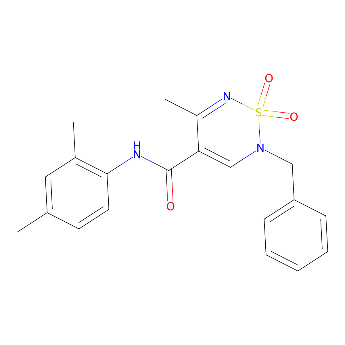 2-benzyl-N-(2,4-dimethylphenyl)-5-methyl-1,1-dioxo-2H-1lambda6,2,6-thiadiazine-4-carboxamide molecular structure, CAS 2415634-26-1