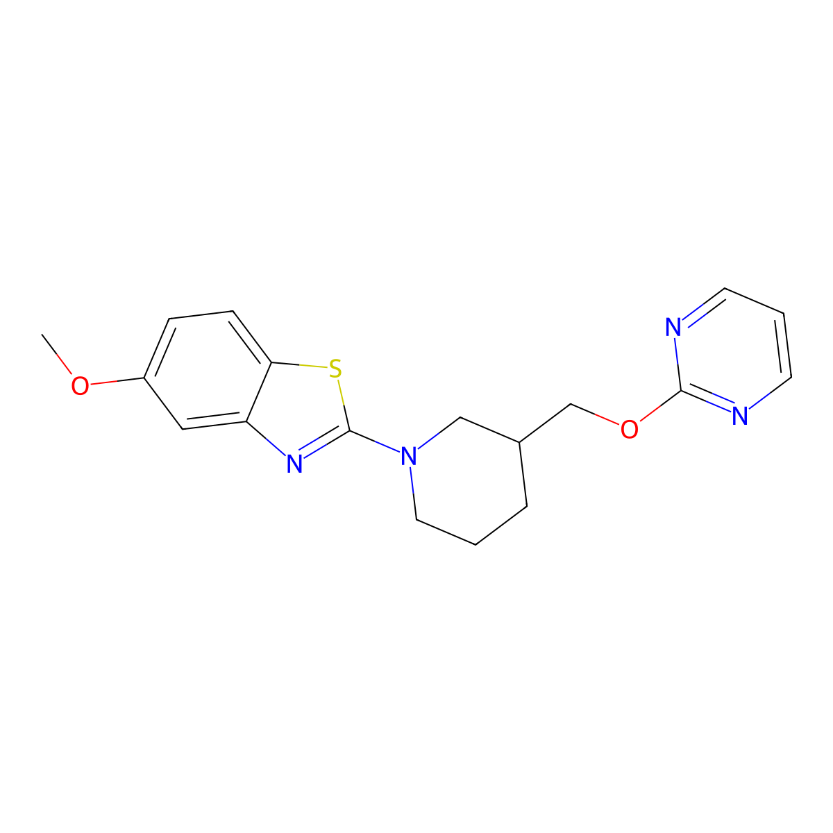 5-Methoxy-2-{3-[(pyrimidin-2-yloxy)methyl]piperidin-1-yl}-1,3-benzothiazole molecular structure, CAS 2415634-31-8