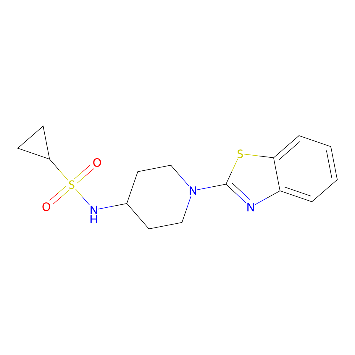 N-[1-(1,3-benzothiazol-2-yl)piperidin-4-yl]cyclopropanesulfonamide molecular structure, CAS 2415634-40-9