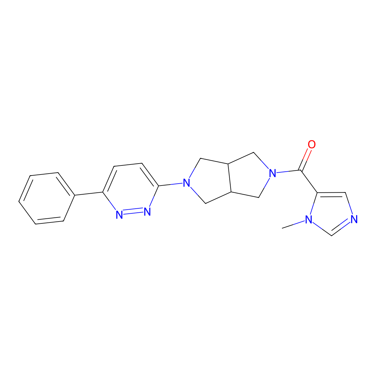 3-[5-(1-methyl-1H-imidazole-5-carbonyl)-octahydropyrrolo[3,4-c]pyrrol-2-yl]-6-phenylpyridazine molecular structure, CAS 2415634-41-0