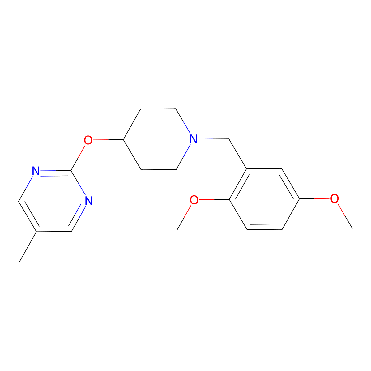 2-({1-[(2,5-Dimethoxyphenyl)methyl]piperidin-4-yl}oxy)-5-methylpyrimidine molecular structure, CAS 2415634-45-4