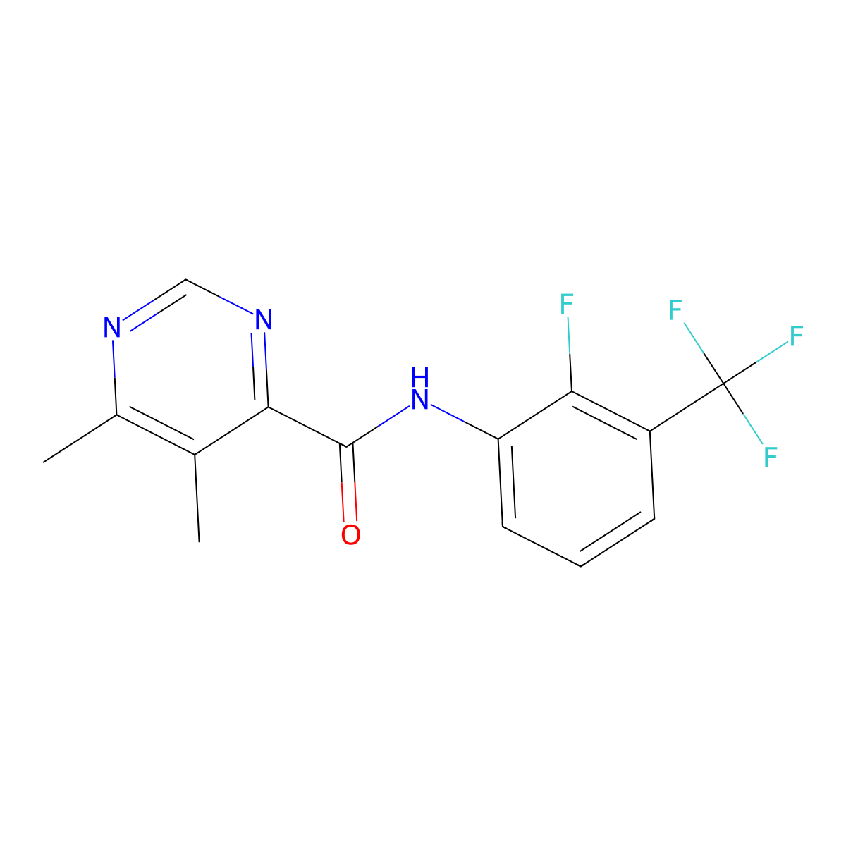 N-[2-fluoro-3-(trifluoromethyl)phenyl]-5,6-dimethylpyrimidine-4-carboxamide molecular structure, CAS 2415634-49-8