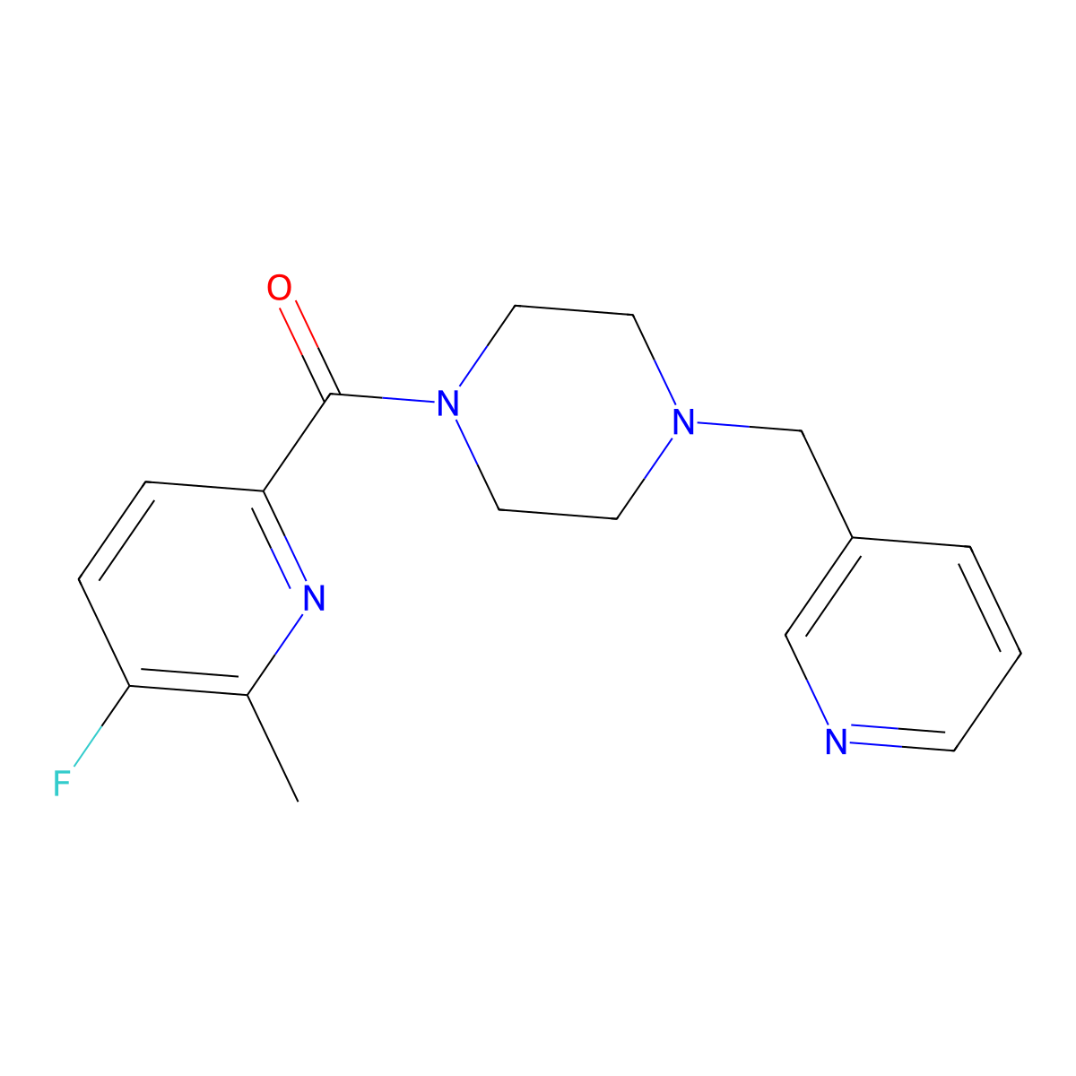 1-(5-Fluoro-6-methylpyridine-2-carbonyl)-4-[(pyridin-3-yl)methyl]piperazine molecular structure, CAS 2415634-50-1