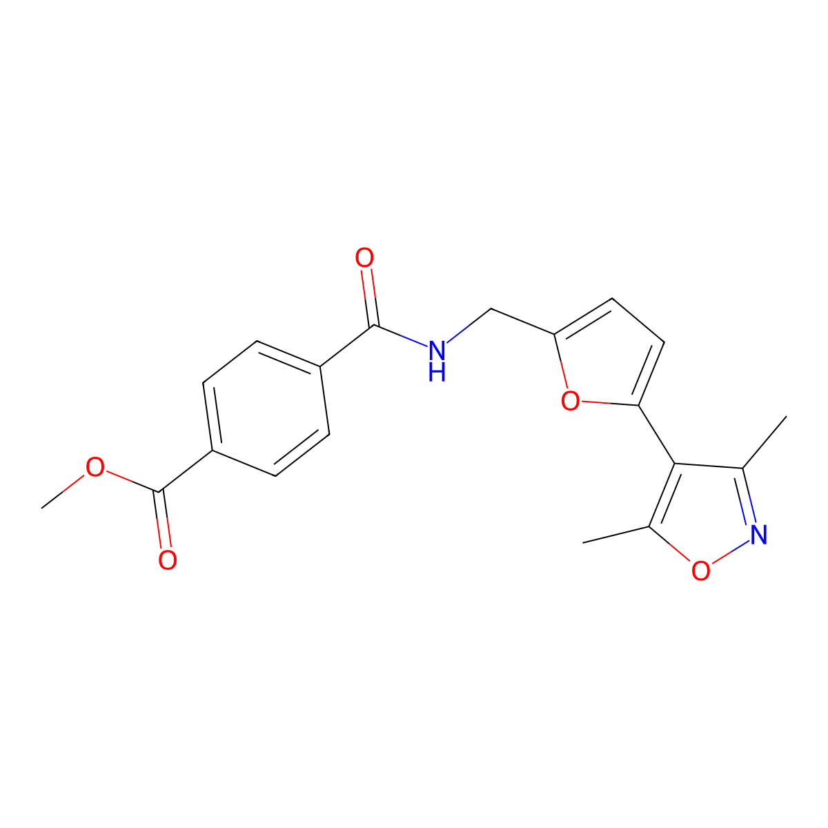 Methyl 4-({[5-(3,5-dimethyl-1,2-oxazol-4-yl)furan-2-yl]methyl}carbamoyl)benzoate molecular structure, CAS 2415634-51-2