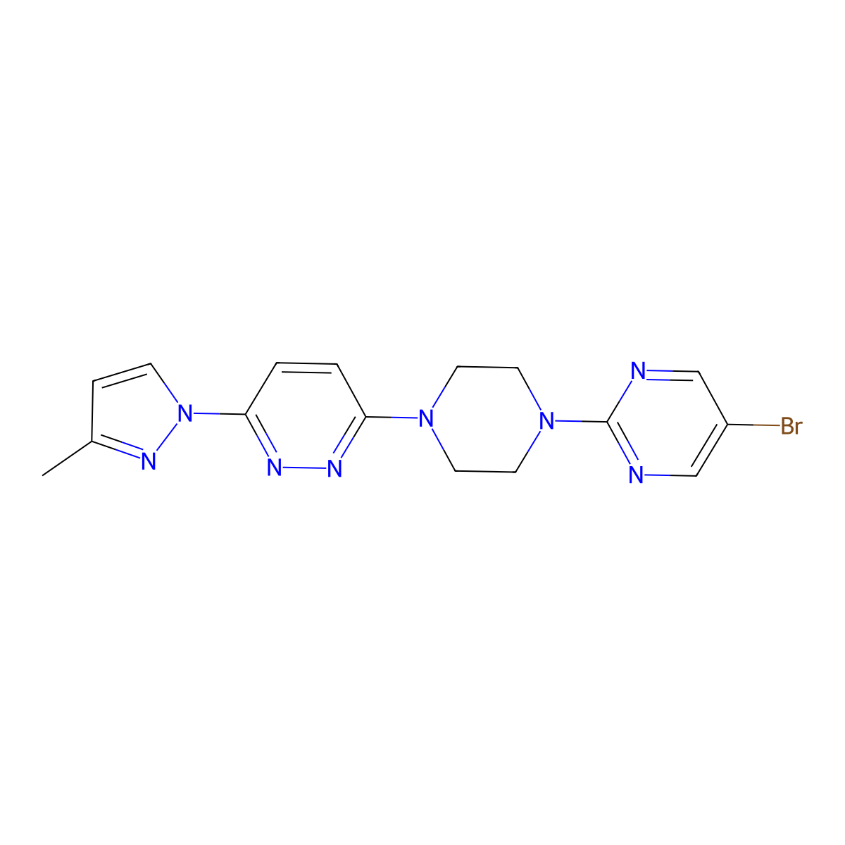3-[4-(5-bromopyrimidin-2-yl)piperazin-1-yl]-6-(3-methyl-1H-pyrazol-1-yl)pyridazine molecular structure, CAS 2415634-57-8