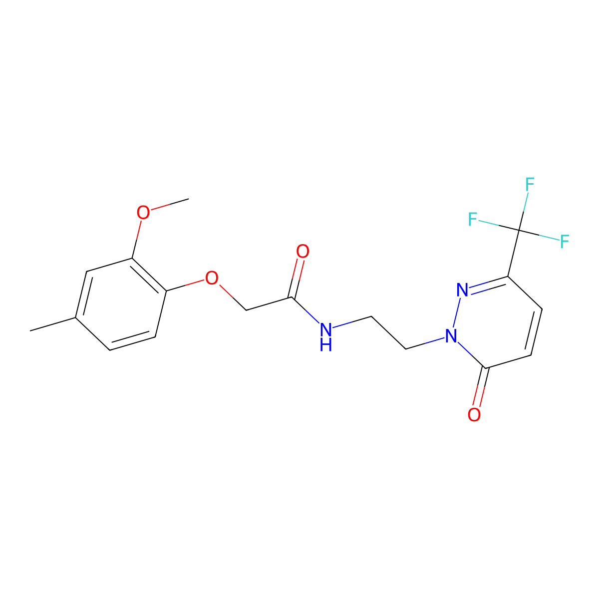 2-(2-methoxy-4-methylphenoxy)-N-{2-[6-oxo-3-(trifluoromethyl)-1,6-dihydropyridazin-1-yl]ethyl}acetamide molecular structure, CAS 2415634-62-5