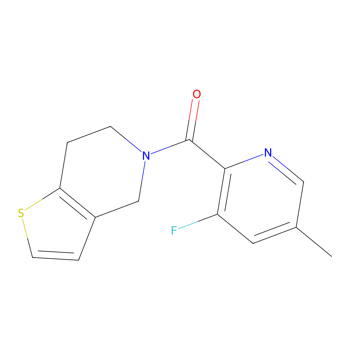 3-fluoro-5-methyl-2-{4H,5H,6H,7H-thieno[3,2-c]pyridine-5-carbonyl}pyridine molecular structure, CAS 2415634-64-7