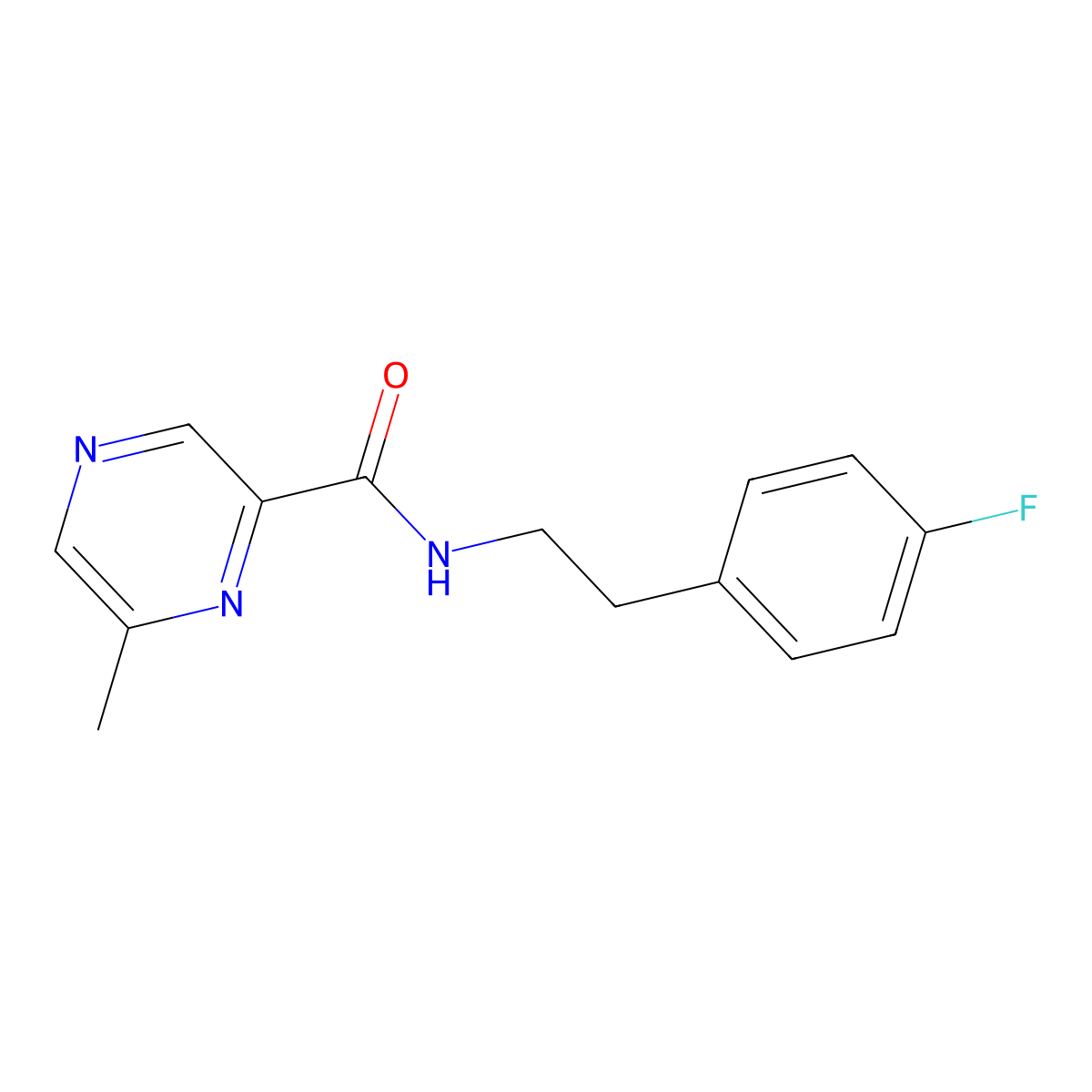N-[2-(4-fluorophenyl)ethyl]-6-methylpyrazine-2-carboxamide molecular structure, CAS 2415634-65-8