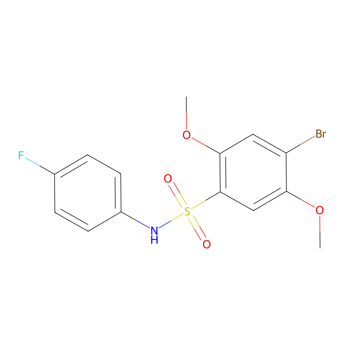 4-bromo-N-(4-fluorophenyl)-2,5-dimethoxybenzene-1-sulfonamide molecular structure, CAS 2415634-68-1
