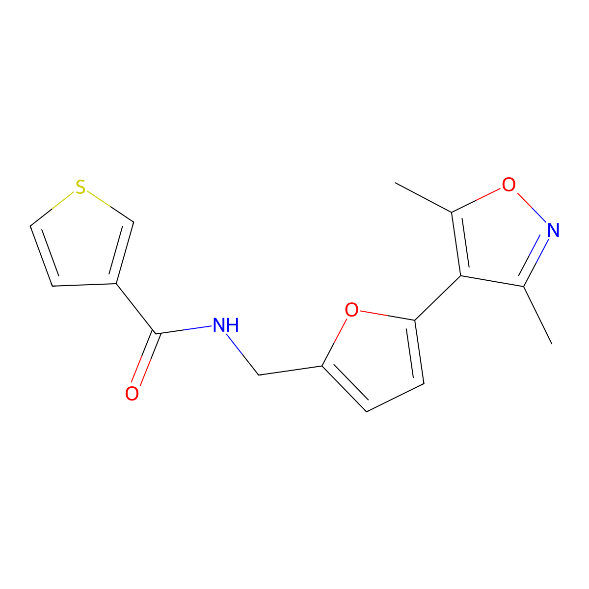 N-{[5-(3,5-dimethyl-1,2-oxazol-4-yl)furan-2-yl]methyl}thiophene-3-carboxamide molecular structure, CAS 2415634-70-5