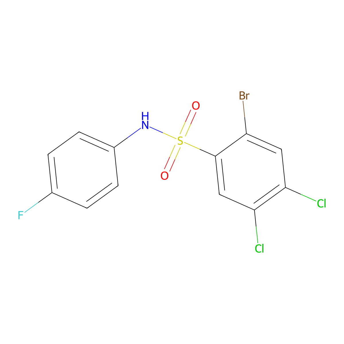 2-bromo-4,5-dichloro-N-(4-fluorophenyl)benzene-1-sulfonamide molecular structure, CAS 2415634-72-7