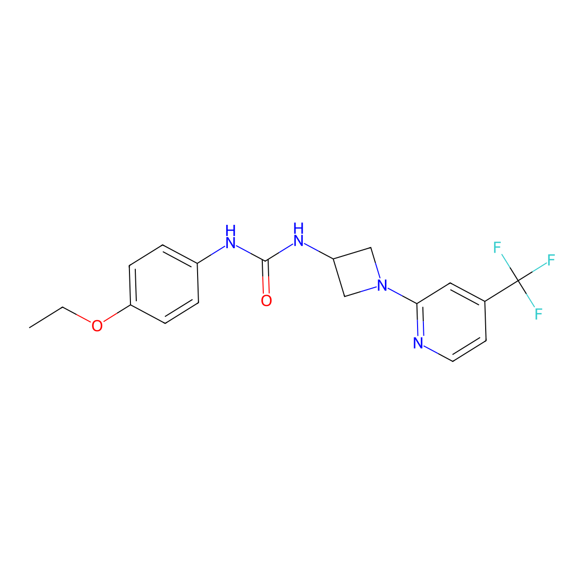 1-(4-Ethoxyphenyl)-3-{1-[4-(trifluoromethyl)pyridin-2-yl]azetidin-3-yl}urea molecular structure, CAS 2415634-77-2