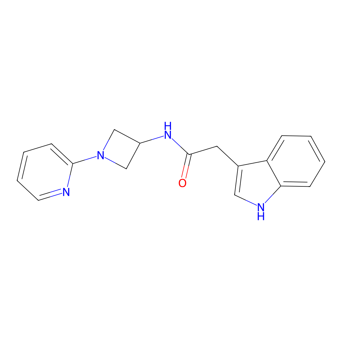 2-(1H-indol-3-yl)-N-[1-(pyridin-2-yl)azetidin-3-yl]acetamide molecular structure, CAS 2415634-79-4
