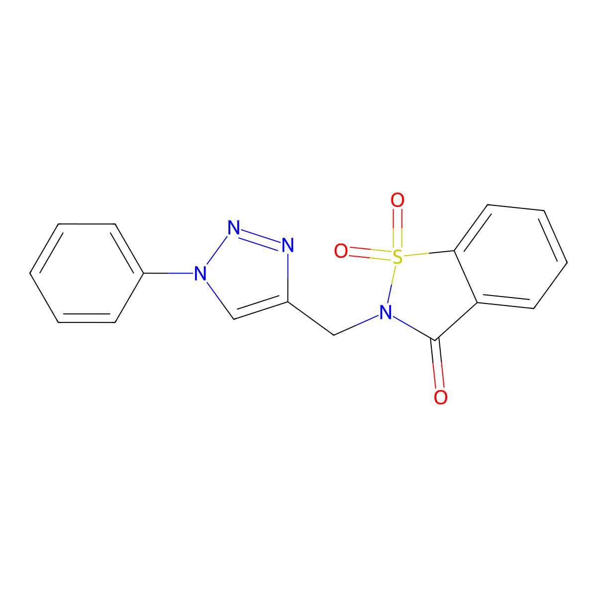 2-[(1-phenyl-1H-1,2,3-triazol-4-yl)methyl]-2,3-dihydro-1lambda6,2-benzothiazole-1,1,3-trione molecular structure, CAS 2415634-82-9