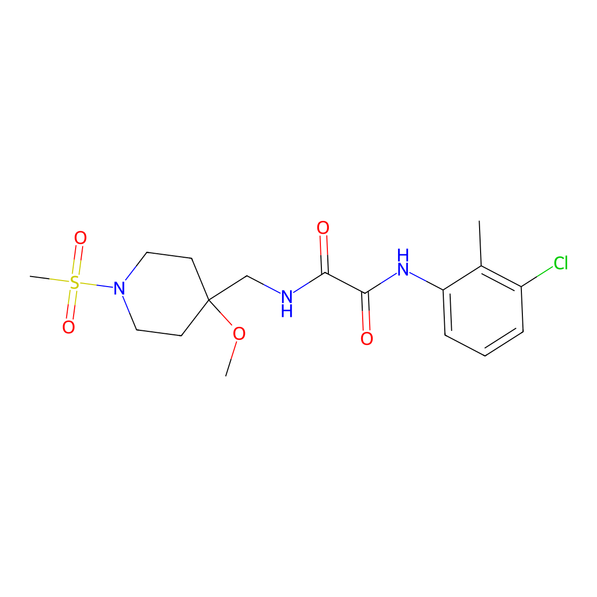 N'-(3-chloro-2-methylphenyl)-N-[(1-methanesulfonyl-4-methoxypiperidin-4-yl)methyl]ethanediamide molecular structure, CAS 2415634-90-9