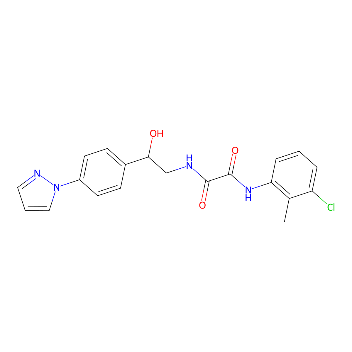 N-(3-chloro-2-methylphenyl)-N'-{2-hydroxy-2-[4-(1H-pyrazol-1-yl)phenyl]ethyl}ethanediamide molecular structure, CAS 2415634-93-2