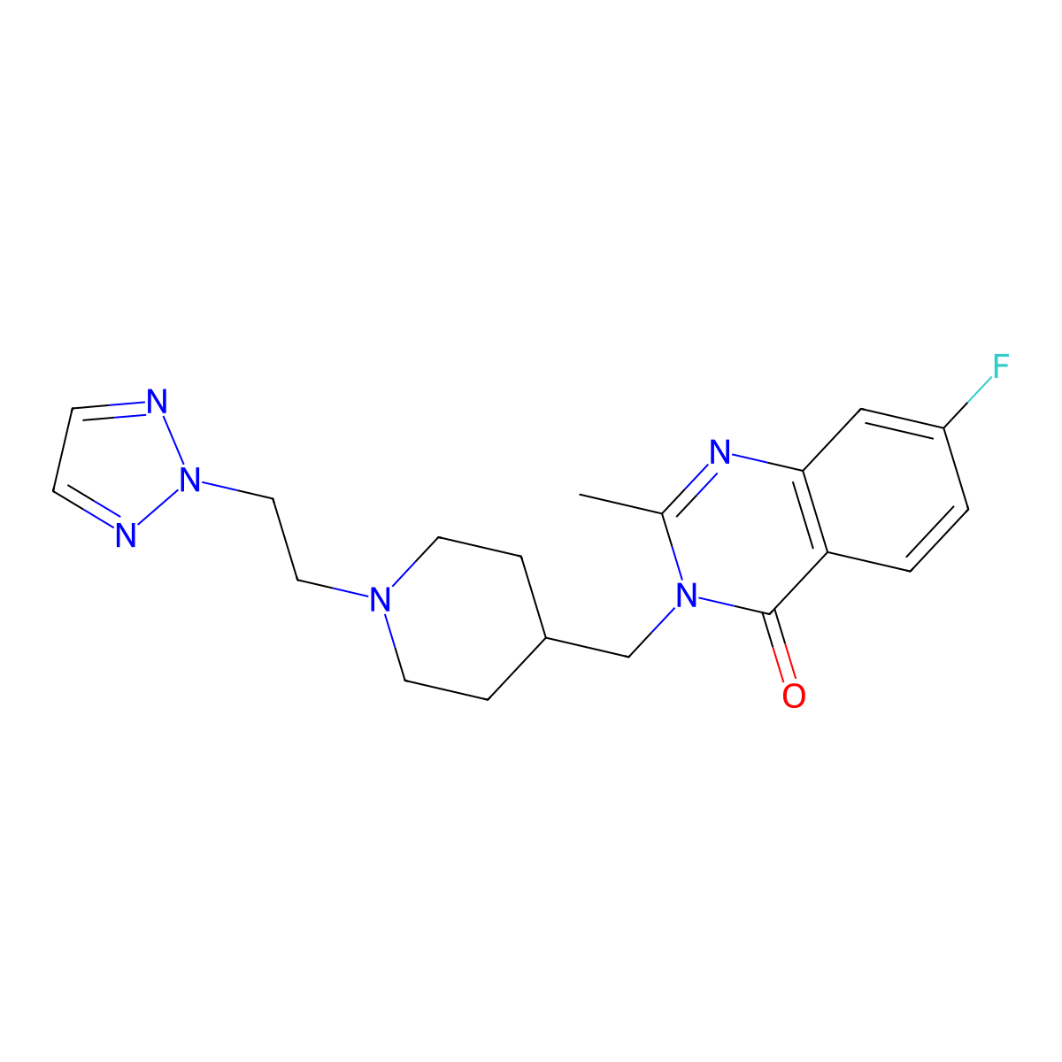 7-fluoro-2-methyl-3-({1-[2-(2H-1,2,3-triazol-2-yl)ethyl]piperidin-4-yl}methyl)-3,4-dihydroquinazolin-4-one molecular structure, CAS 2415634-94-3